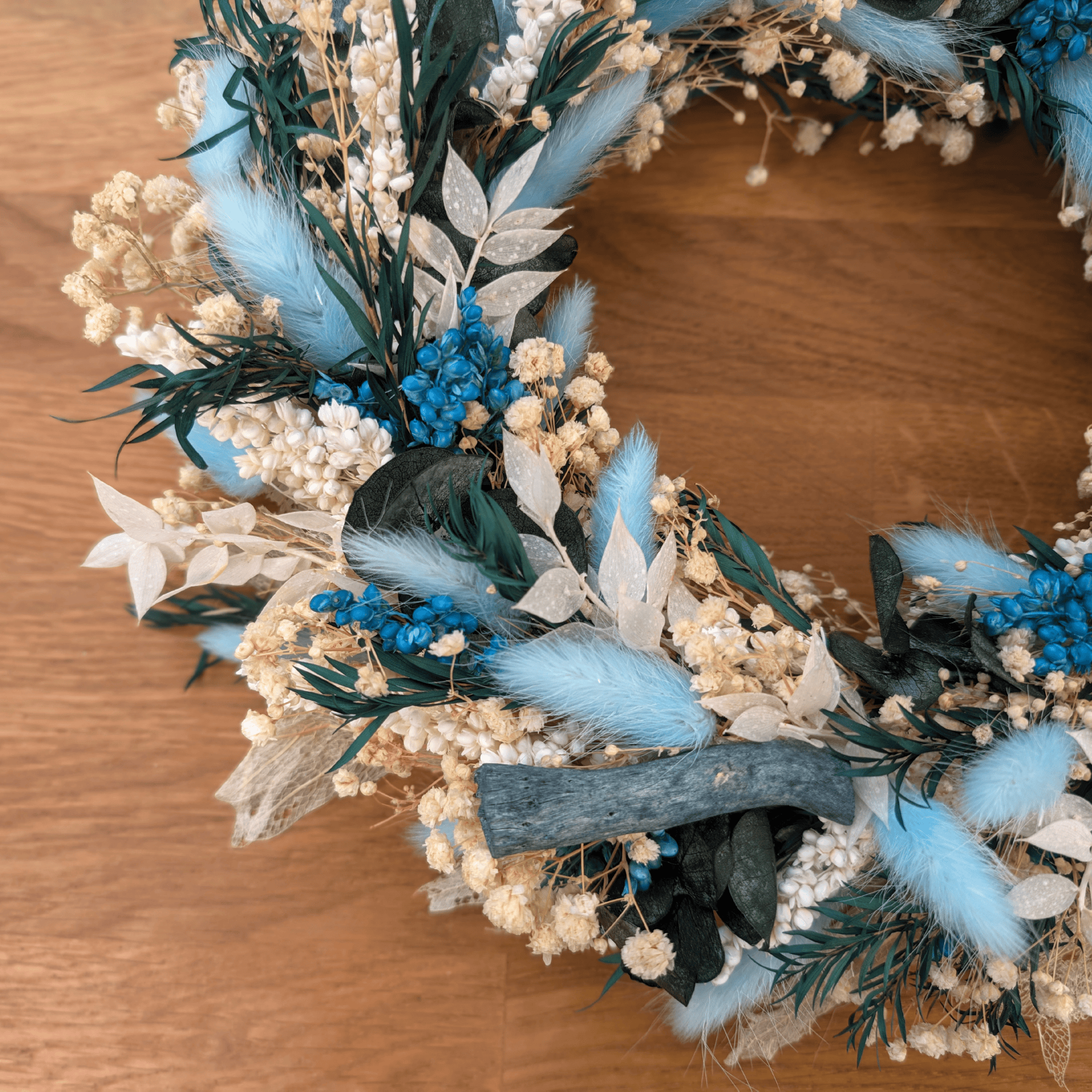 Trockenblumenkranz mit Eucalyptus – 31 cm – Bild 4