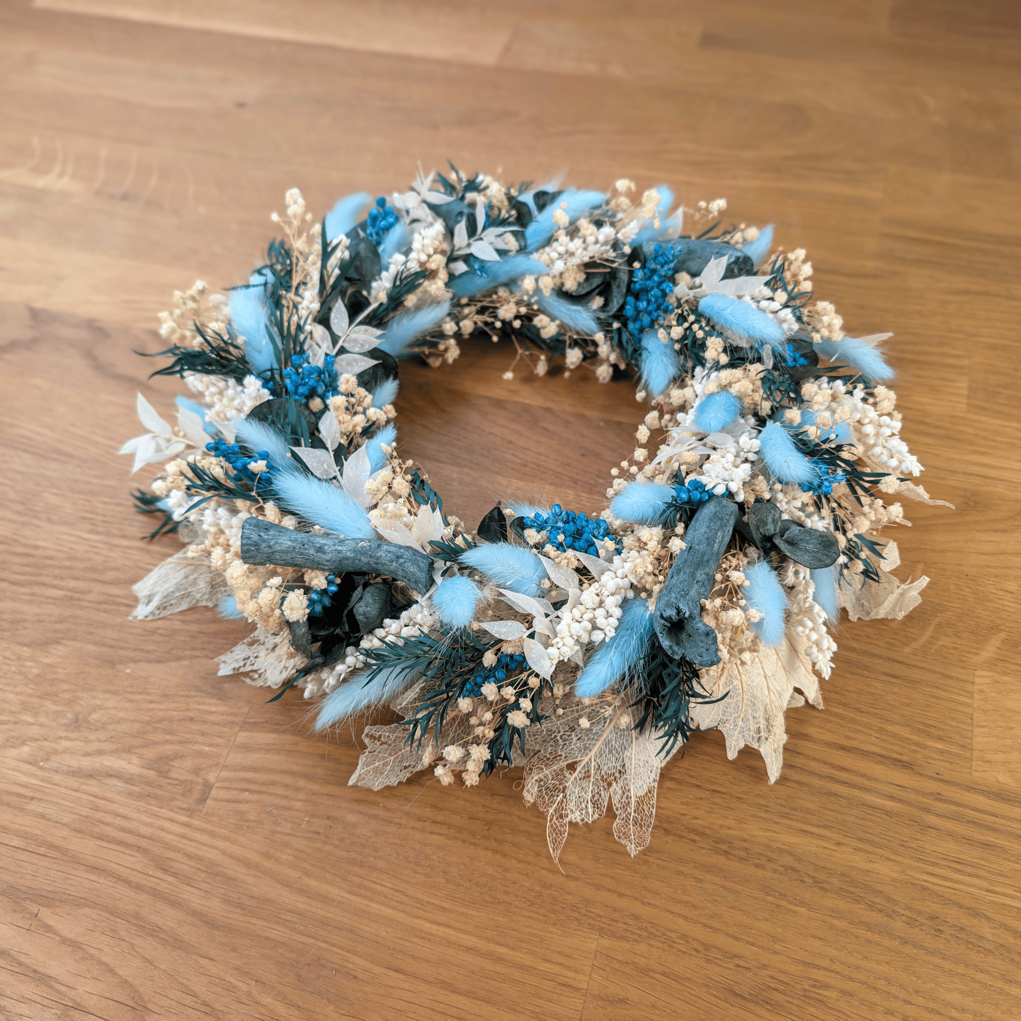 Trockenblumenkranz mit Eucalyptus – 31 cm – Bild 3