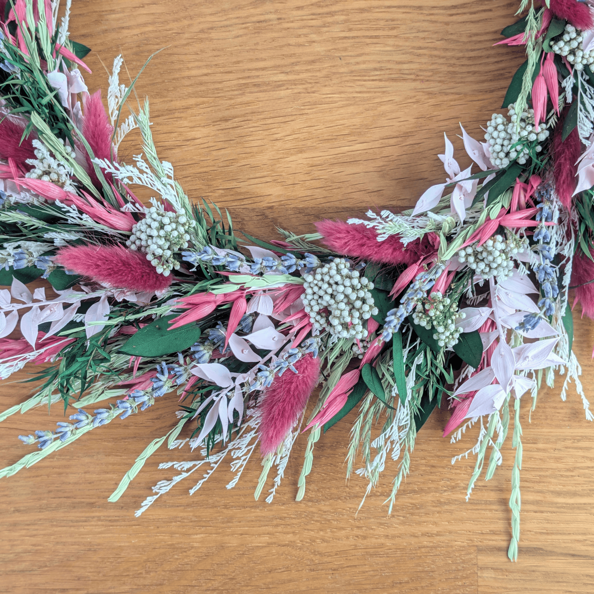 Trockenblumenkranz mit kleinem Trockenblumenherz – 34 cm – Bild 5