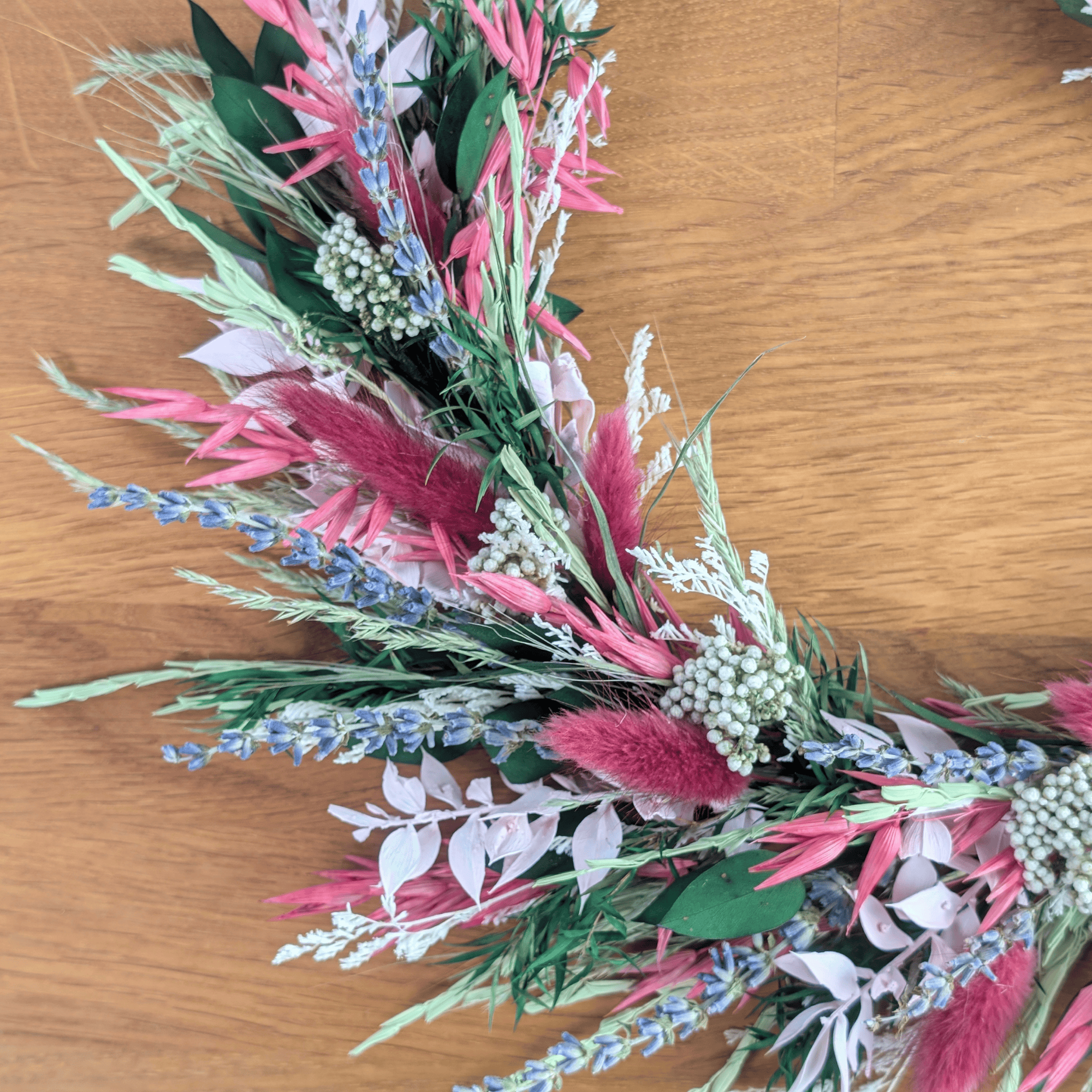 Trockenblumenkranz mit kleinem Trockenblumenherz – 34 cm – Bild 6