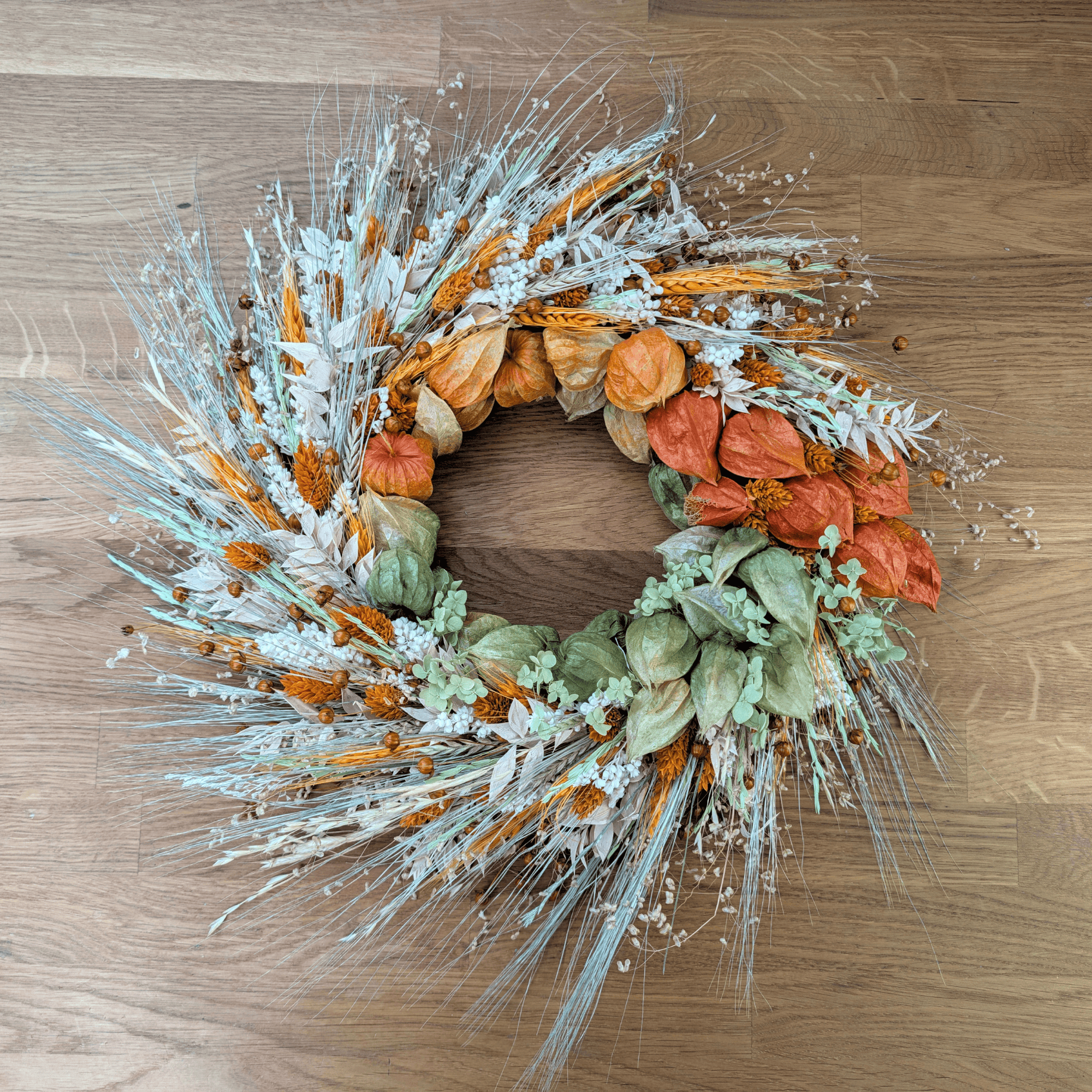Trockenblumenkranz mit Physalis – 43 cm