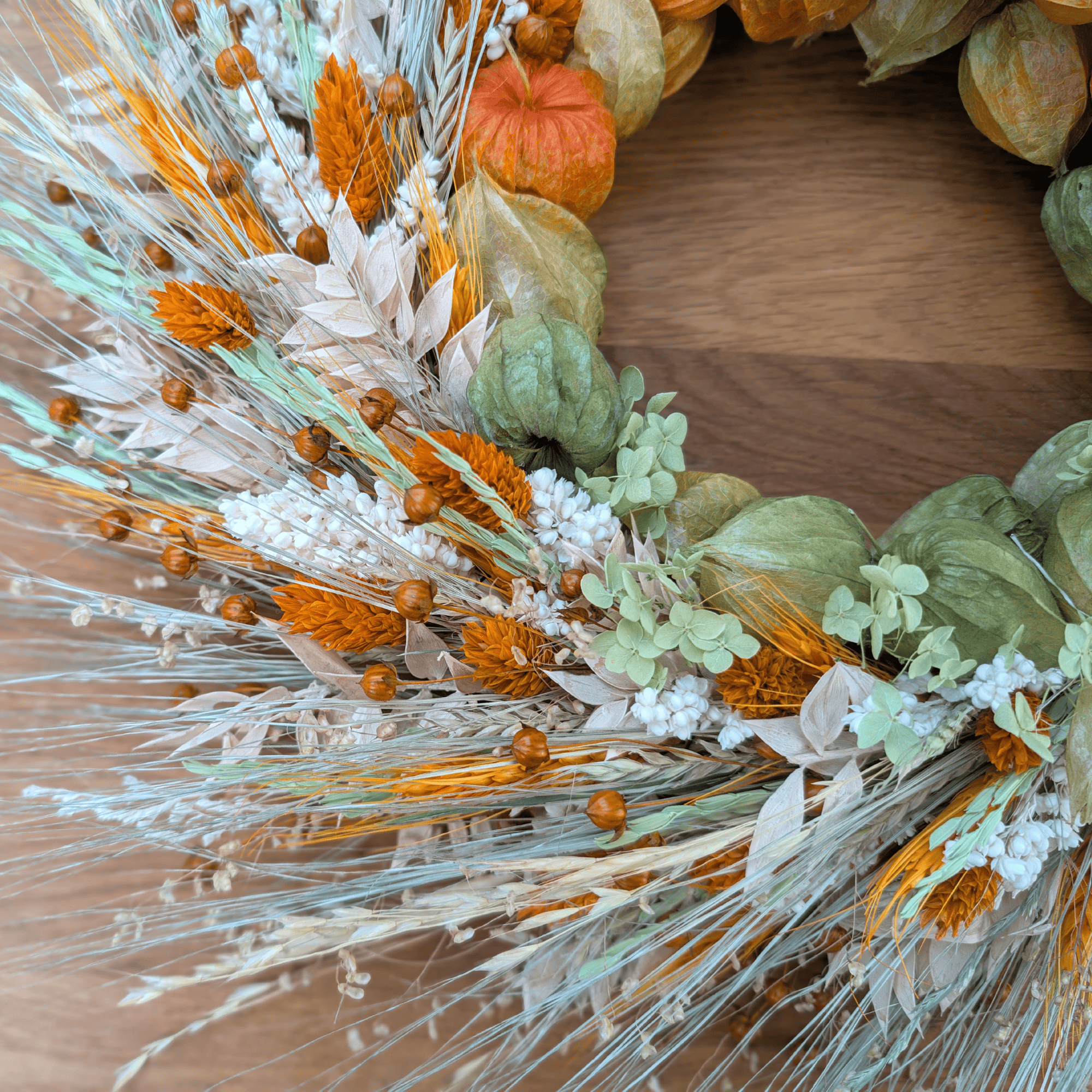 Trockenblumenkranz mit Physalis – 43 cm – Bild 4