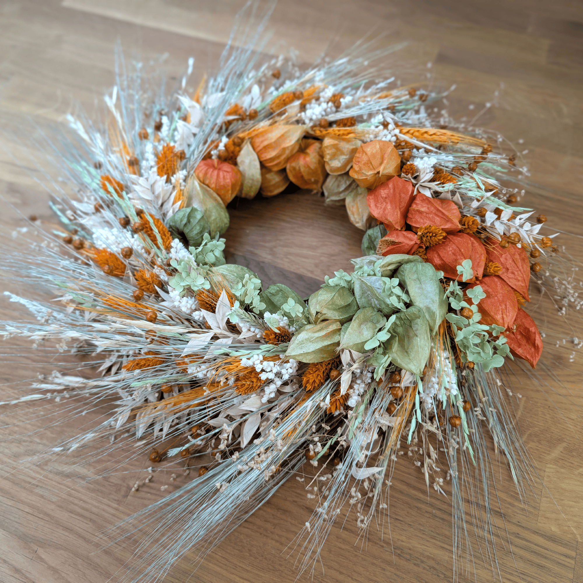 Trockenblumenkranz mit Physalis – 43 cm – Bild 3
