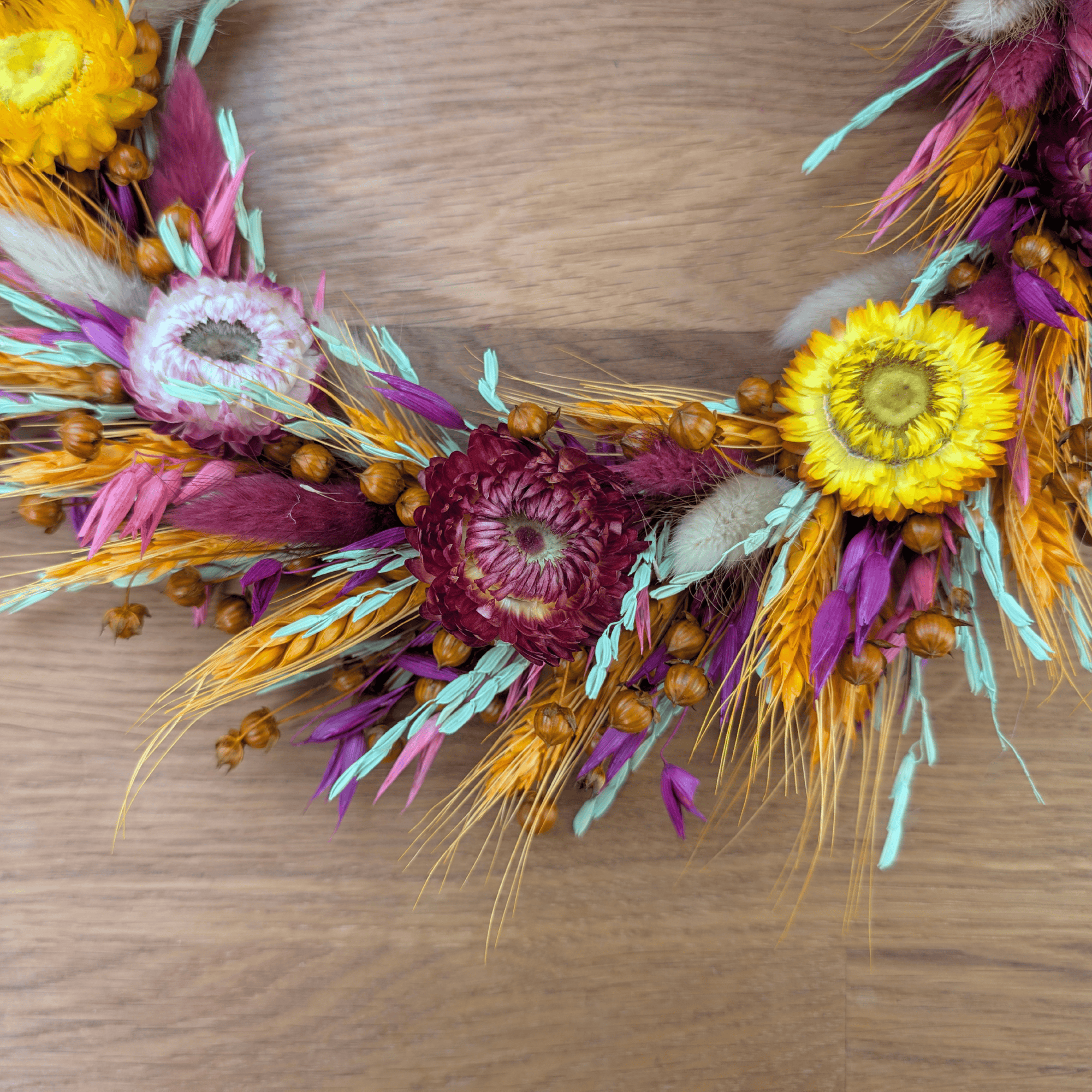 Trockenblumenkranz mit Metallschmetterling – 30 cm – Bild 5